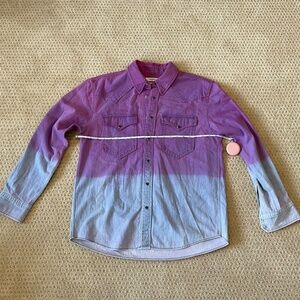 Isabel Marant Étoile Pitti Ombré Denim Western Shirt - Purple/Blue - Size XL EUC